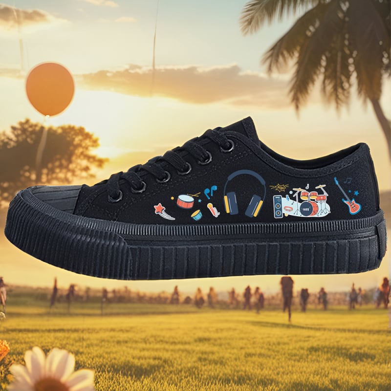 Pantofi din pânză unisex, talpă joasă, casual (construcție vulcanizată, șireturi, respirabili, partea superioară din pânză, talpă din cauciuc)