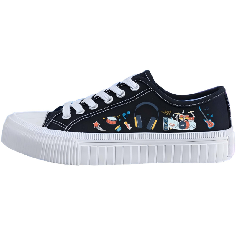 Pantofi din pânză unisex, talpă joasă, casual (construcție vulcanizată, șireturi, respirabili, partea superioară din pânză, talpă din cauciuc)