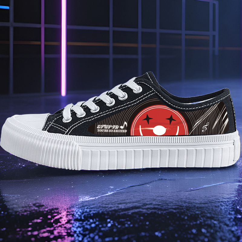 Pantofi din pânză unisex, talpă joasă, casual (construcție vulcanizată, șireturi, respirabili, partea superioară din pânză, talpă din cauciuc)