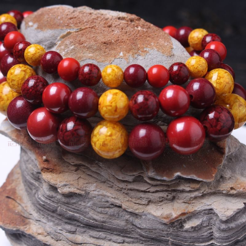 Cinabro apyrankė, poliruotas paviršius, unisex, kinų stilius, literatūrinis retro