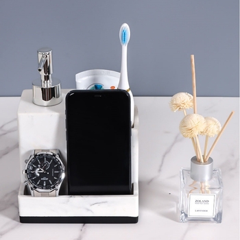 Κουτί αποθήκευσης καλλυντικών από ρητίνη με διαμερίσματα μπάνιου, μοντέλο 0031, χωρητικότητα 18 L, προσαρμόσιμο με εκτύπωση λογότυπου