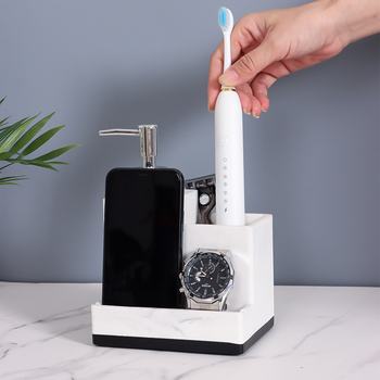 Κουτί αποθήκευσης καλλυντικών από ρητίνη με διαμερίσματα μπάνιου, μοντέλο 0031, χωρητικότητα 18 L, προσαρμόσιμο με εκτύπωση λογότυπου