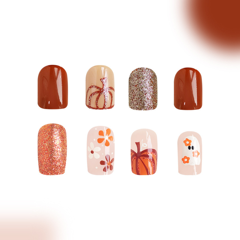 Set glitter pentru unghii – Halloween, fantome, dovleci și flori, 48 bucăți