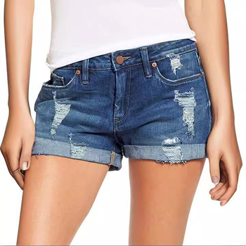 Ženski denim šorc s visokom elastičnošću, srednji struk, straight kroj, denim tkanina