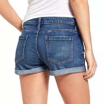 Ženski denim šorc s visokom elastičnošću, srednji struk, straight kroj, denim tkanina