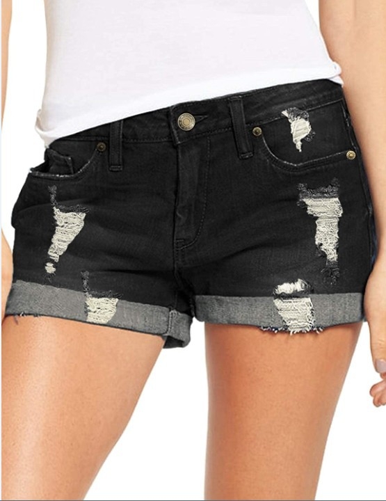 Ženski denim šorc s visokom elastičnošću, srednji struk, straight kroj, denim tkanina