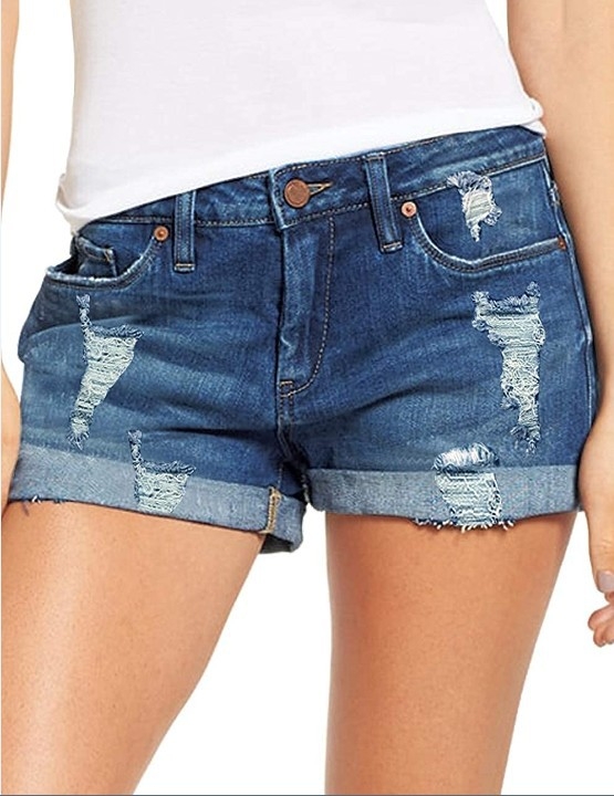 Ženski denim šorc s visokom elastičnošću, srednji struk, straight kroj, denim tkanina