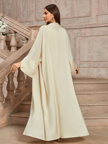 Μακρύ φόρεμα σε στυλ cardigan με κορδόνι, μανίκια σε σχήμα φτερού, πολυεστέρας, άνοιξη 2025