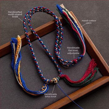 Κρεμαστό σκοινιού με έθνικ στυλ, χειροποίητο πλέξιμο από βαμβακερό νήμα, χειμώνας 2024