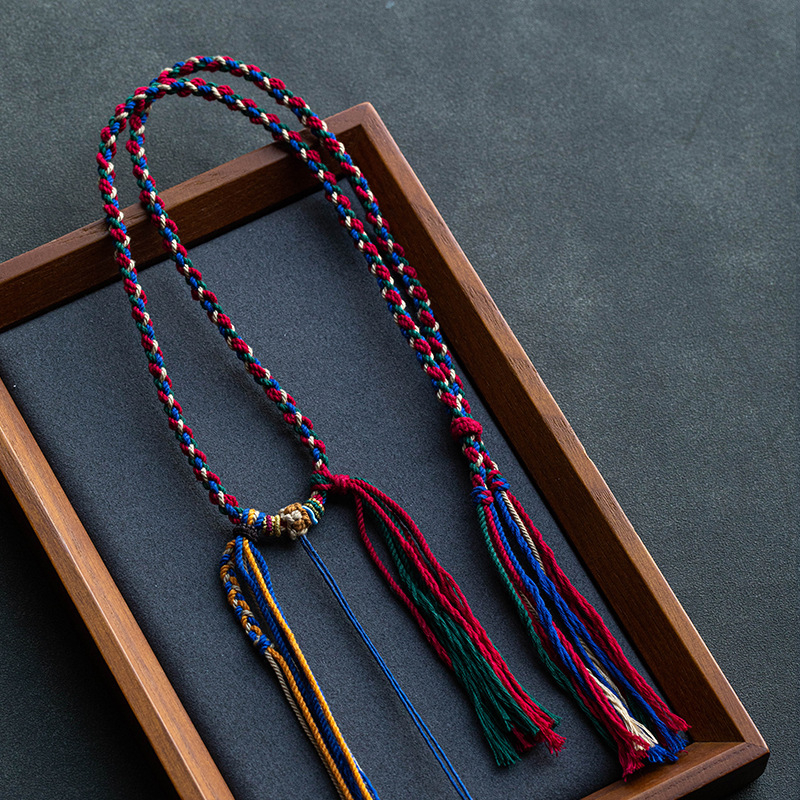 Κρεμαστό σκοινιού με έθνικ στυλ, χειροποίητο πλέξιμο από βαμβακερό νήμα, χειμώνας 2024