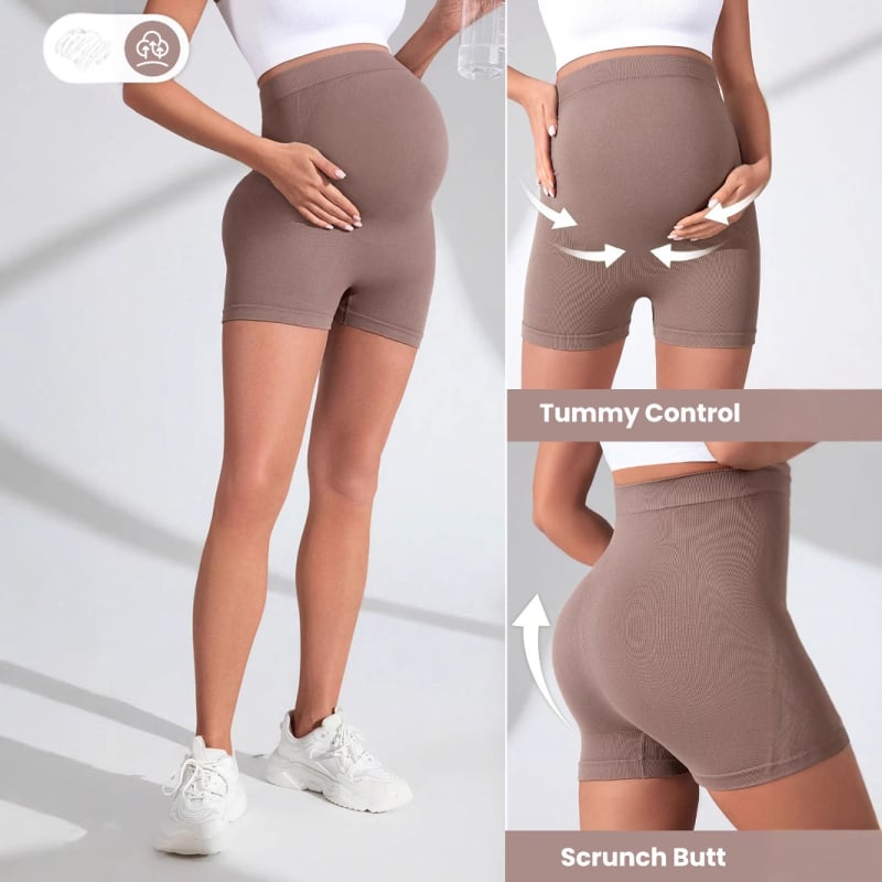 Nėščiųjų leginsai su aukšta juosme ir pilvo laikymo funkcija, trijų ketvirčių ilgis (Nailonas 95% + spandeks <30%, plonas audinys, pilvo laikymo funkcija)