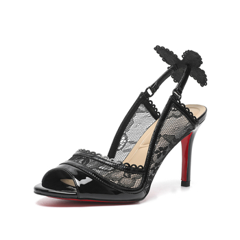 MUYINDU γυναικείες σανδάλια με ψηλό τακούνι και άνοιγμα σε σχήμα ψαριού, με επάνω μέρος από μικροϊνές, στρογγυλή μύτη, ελαστικό λουράκι, λεπτό τακούνι 6-8 cm