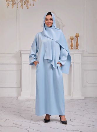 Ρομπά χιτζάμπ για μουσουλμάνες γυναίκες, στυλ Μέσης Ανατολής, πολυεστέρας με σπαντεξ, πολυεστέρας τουλάχιστον 95%, σπαντεξ μέχρι 30%, μακριά μανίκια, μήκος μίντι, θερμική επεξεργασία σε υψηλές θερμοκρασίες, άνοιξη 2025