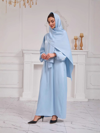 Ρομπά χιτζάμπ για μουσουλμάνες γυναίκες, στυλ Μέσης Ανατολής, πολυεστέρας με σπαντεξ, πολυεστέρας τουλάχιστον 95%, σπαντεξ μέχρι 30%, μακριά μανίκια, μήκος μίντι, θερμική επεξεργασία σε υψηλές θερμοκρασίες, άνοιξη 2025