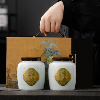 Keraminis arbatos indas su dovanų dėžute, matinė apdaila, retro stilius, Fang Li prekės ženklas, logotipo pritaikymas, svoris 1,5 kg