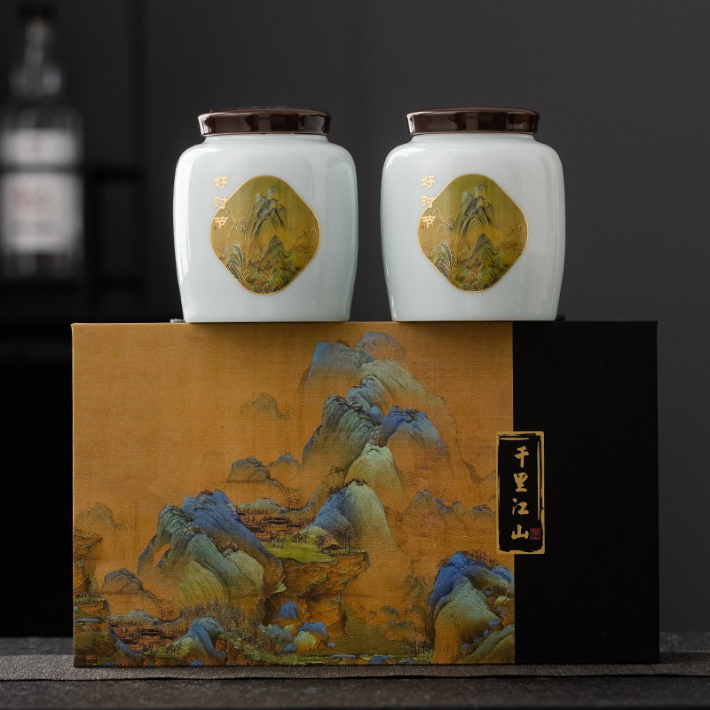 Keraminis arbatos indas su dovanų dėžute, matinė apdaila, retro stilius, Fang Li prekės ženklas, logotipo pritaikymas, svoris 1,5 kg