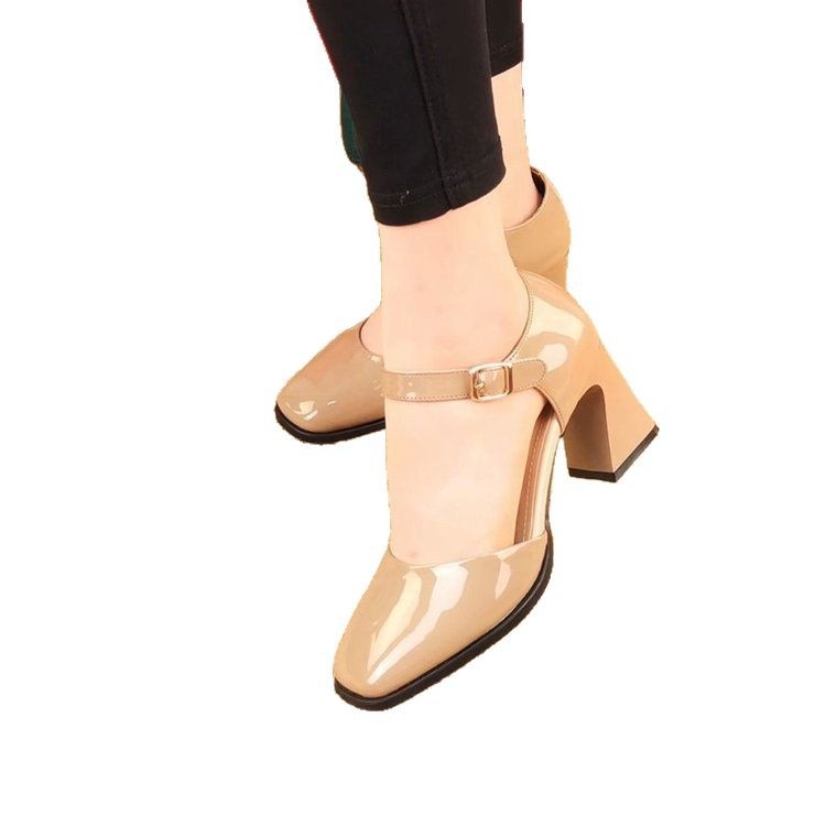 Pantofi Mary Jane cu cataramă – partea superioară PU, vârf rotund, slip-on, talpă din cauciuc, pentru femei