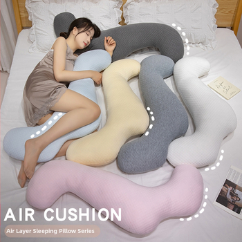 Εργονομικό μακρύ μαξιλάρι ύπνου – κάλυμμα βελούδινο, γέμισμα Space cotton, μοτίβο μονόχρωμο, απλό και μοντέρνο στυλ