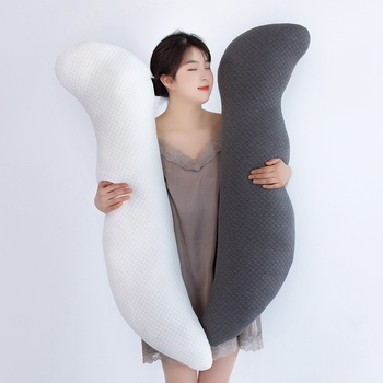 Εργονομικό μακρύ μαξιλάρι ύπνου – κάλυμμα βελούδινο, γέμισμα Space cotton, μοτίβο μονόχρωμο, απλό και μοντέρνο στυλ