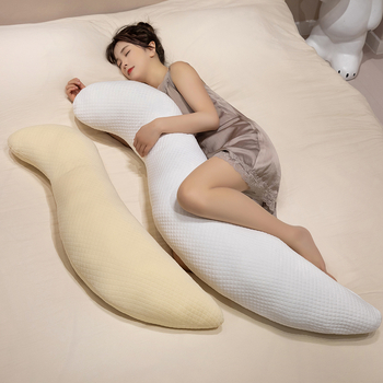 Εργονομικό μακρύ μαξιλάρι ύπνου – κάλυμμα βελούδινο, γέμισμα Space cotton, μοτίβο μονόχρωμο, απλό και μοντέρνο στυλ