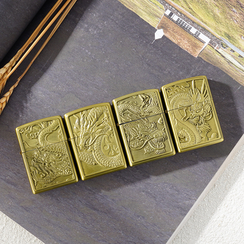 Metalo kerosino žiebtuvėlis su išgraviruotu drakonu, atsparus vėjui, Liu Yanping prekinis ženklas