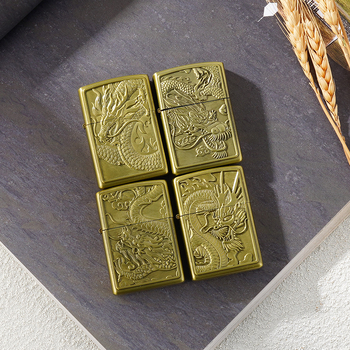 Metalo kerosino žiebtuvėlis su išgraviruotu drakonu, atsparus vėjui, Liu Yanping prekinis ženklas