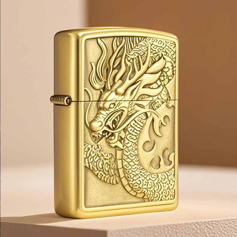 Metalo kerosino žiebtuvėlis su išgraviruotu drakonu, atsparus vėjui, Liu Yanping prekinis ženklas