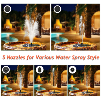 Saulės fontano lemputė kraštovaizdžiui, automatinis vandens purškimas, atspari aukštoms temperatūroms, įteisintos privatūs ženklai