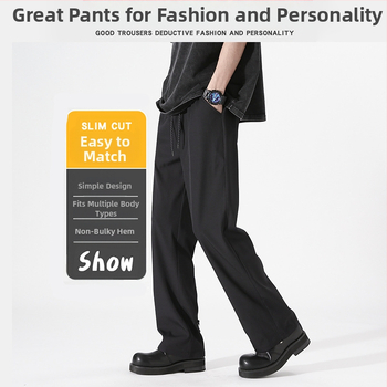 Ανδρικά καλοκαιρινά παντελόνια corduroy casual – ίσια γραμμή, μεσαία μέση, κλείσιμο με κορδόνι