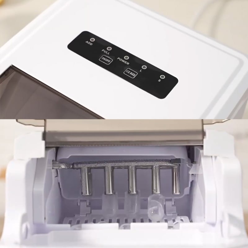 Ledo gaminimo įrenginys — nešiojamas namų ledų gamintojas su automatiniu veikimu (Model Ic0007, 220V, 85W, 1.5L, tinka 3 asmenims)