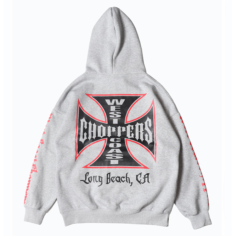 Hoodie s kapuljačom, tisk s literama, mješavina pamuka, fleece podstava, širok kroj