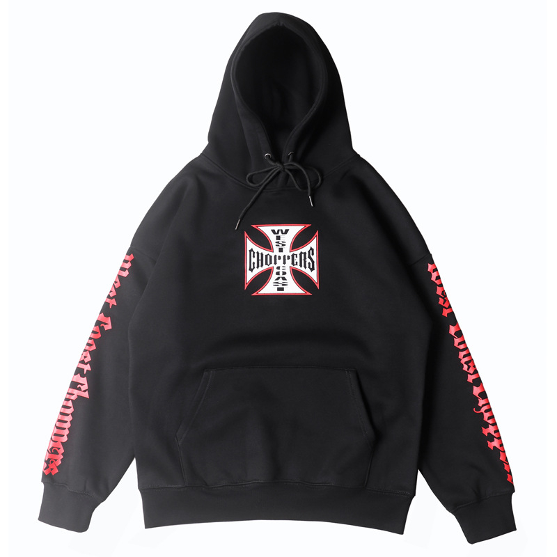 Hoodie s kapuljačom, tisk s literama, mješavina pamuka, fleece podstava, širok kroj