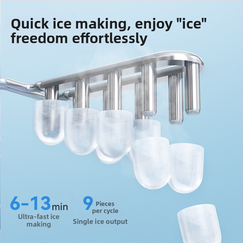 Leshi ледогенератор ZB08 – 220V, 100W, капацитет 1,5 л, за 1–5 човека, напълно автоматичен уред за кръгли ледени кубчета