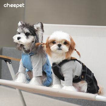 CheePet Kauboja stiliaus džinisiniai kombinezonai šunims – unisex naminių gyvūnų drabužiai