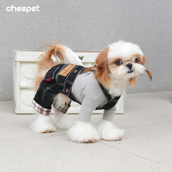 CheePet Kauboja stiliaus džinisiniai kombinezonai šunims – unisex naminių gyvūnų drabužiai