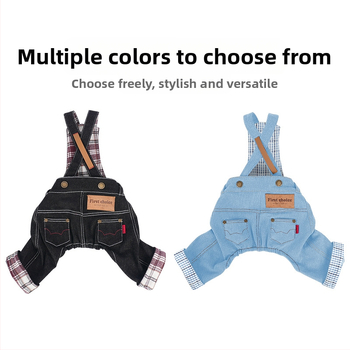 CheePet Kauboja stiliaus džinisiniai kombinezonai šunims – unisex naminių gyvūnų drabužiai