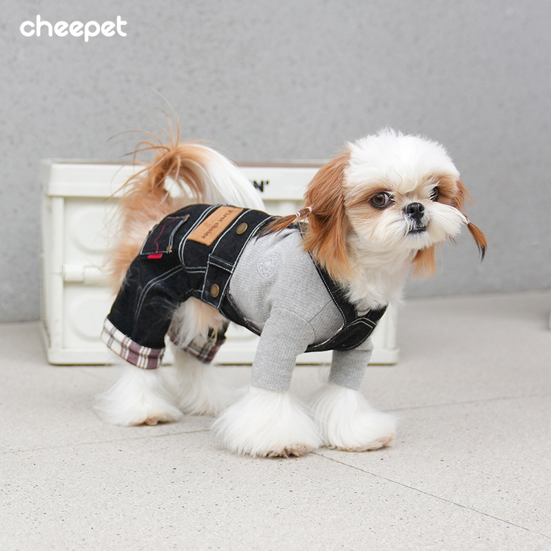CheePet Kauboja stiliaus džinisiniai kombinezonai šunims – unisex naminių gyvūnų drabužiai