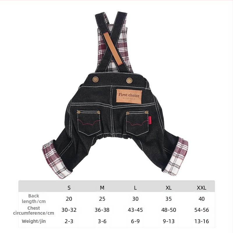 CheePet Kauboja stiliaus džinisiniai kombinezonai šunims – unisex naminių gyvūnų drabužiai