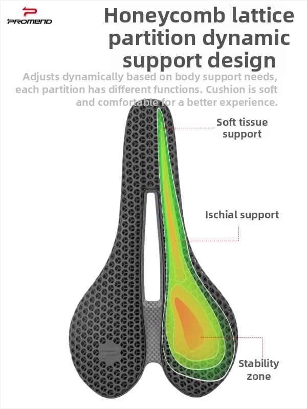 PROMEND SD-585 велосипедно седло, 3D печат на карбонова дъга, повърхност от кожа с пчелна пита, нейлонова долна обвивка, за планински велосипеди
