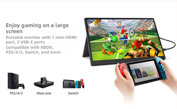 Нов преносим IPS монитор за игри — HDMI, 1920x1080, 16:9, яркост 300 cd/m2