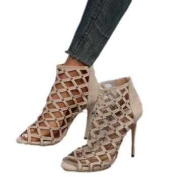 Moteriški romėniški sandalai su užpakaliniu užtrauktuku, žuvies burnos formos pirštas, PU viršus, gumos padas