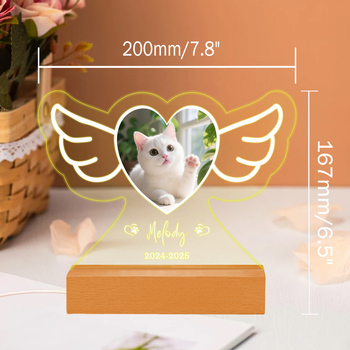 Individualizuota naminių gyvūnėlių akrilo ir medienos naktinė lempa su gyvūno nuotrauka — kūrybinė lempa; Prekės ženklas: Fuwei Friends; Stilius: Kūrybinis; Sertifikatas: EU CE