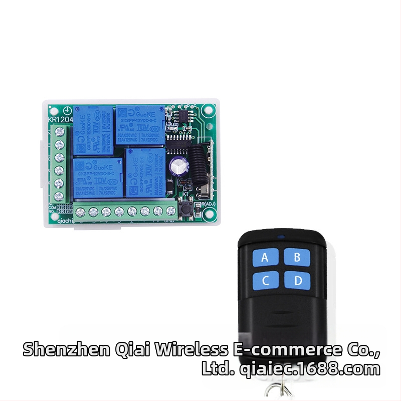 Belaidis keturių mygtukų nuotolinio valdymo jungiklio rinkinys – DC 3V, KT06 + KR1204-4, skirtas vartoms, motorams, apšvietimui ir roletėms
