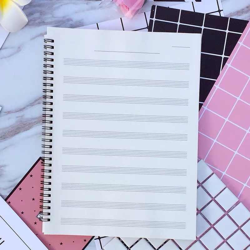 Gitara partitūrų užrašų knygelė su spiraliniu įrišimu, 200 puslapių, Daolin popierius 80–120 g/m², individualus spausdinimas