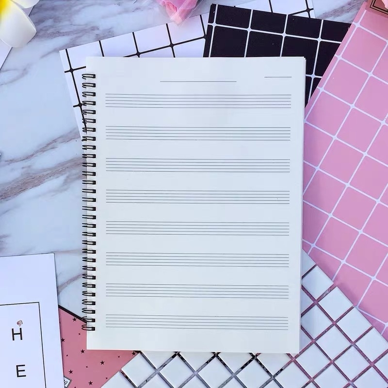 Gitara partitūrų užrašų knygelė su spiraliniu įrišimu, 200 puslapių, Daolin popierius 80–120 g/m², individualus spausdinimas