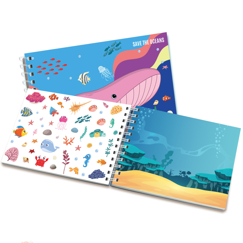 Ocean Series Βιβλίο αυτοκόλλητων – Καρτούν γλυκές σκηνές, προσαρμογή, αυτοκόλλητα με χαλκού επίστρωση, offset εκτύπωση, Λογότυπο τυπωμένο