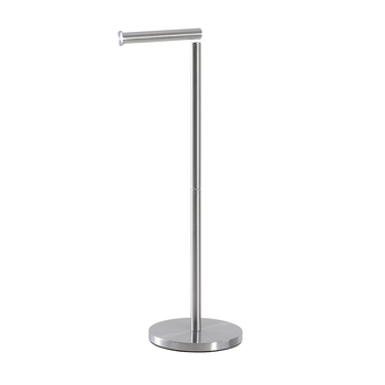 Nerūdijančio plieno laikiklis tualetiniam popieriui, pastatomas ant grindų, apvalus formos, šiuolaikiško minimalistinio stiliaus, paviršiaus šlifavimo ir miltelinis dengimas