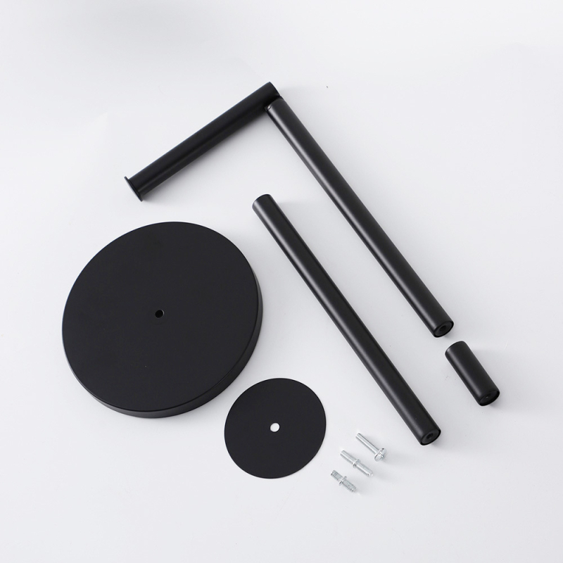 Nerūdijančio plieno laikiklis tualetiniam popieriui, pastatomas ant grindų, apvalus formos, šiuolaikiško minimalistinio stiliaus, paviršiaus šlifavimo ir miltelinis dengimas