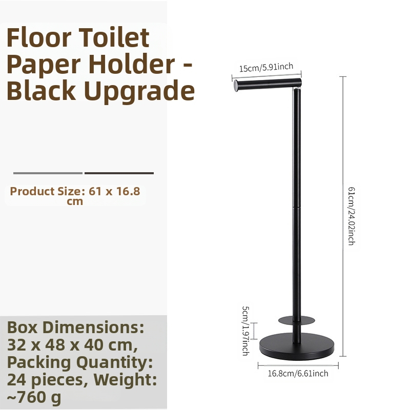 Nerūdijančio plieno laikiklis tualetiniam popieriui, pastatomas ant grindų, apvalus formos, šiuolaikiško minimalistinio stiliaus, paviršiaus šlifavimo ir miltelinis dengimas