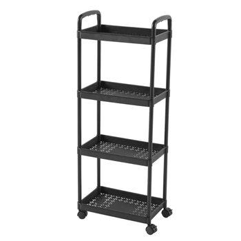 4-επίπεδη φορητή τροχήλατη μονάδα αποθήκευσης με βάση δαπέδου, περιστρεφόμενη και κινητή, PP υλικό, μινιμαλιστικός σχεδιασμός